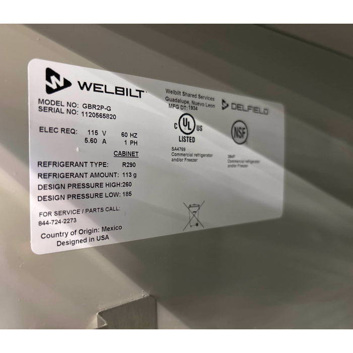 (USED) Delfield GBR2P-G 55" Top Mount Glass 2-Door Reach-In Refrigerator