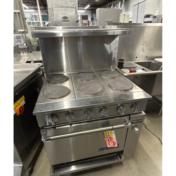 (USED) Imperial IR-6-E 36" Electric 6-Burner Plate Commercial Range With Standard Oven - 208V, 3 Ph