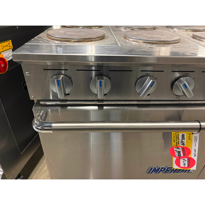 (USED) Imperial IR-6-E 36" Electric 6-Burner Plate Commercial Range With Standard Oven - 208V, 3 Ph