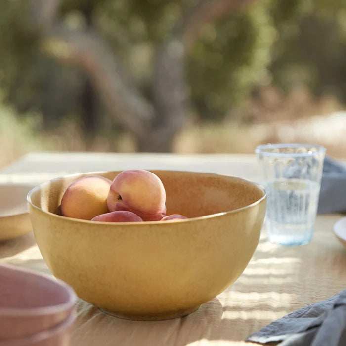 Costa Nova 10.4" Livia Champagne Yellow Round Stoneware Serving Bowl - IOS261-CHM