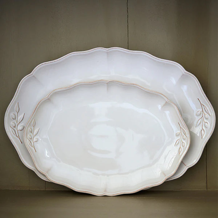 Costa Nova 12.75" x 8.75" Alentejo Oval White Stoneware Platter - JA321-WHT