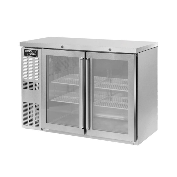 Kool-It KNB-48-2SG 48" Stainless Steel Glass 2-Door Back Bar Cooler - 11.6 Cu. Ft.