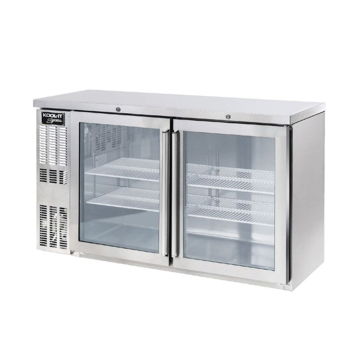 Kool-It KNB-60-2SG 60" Stainless Steel 2-Door Back Bar Cooler - 15.6 Cu. Ft.