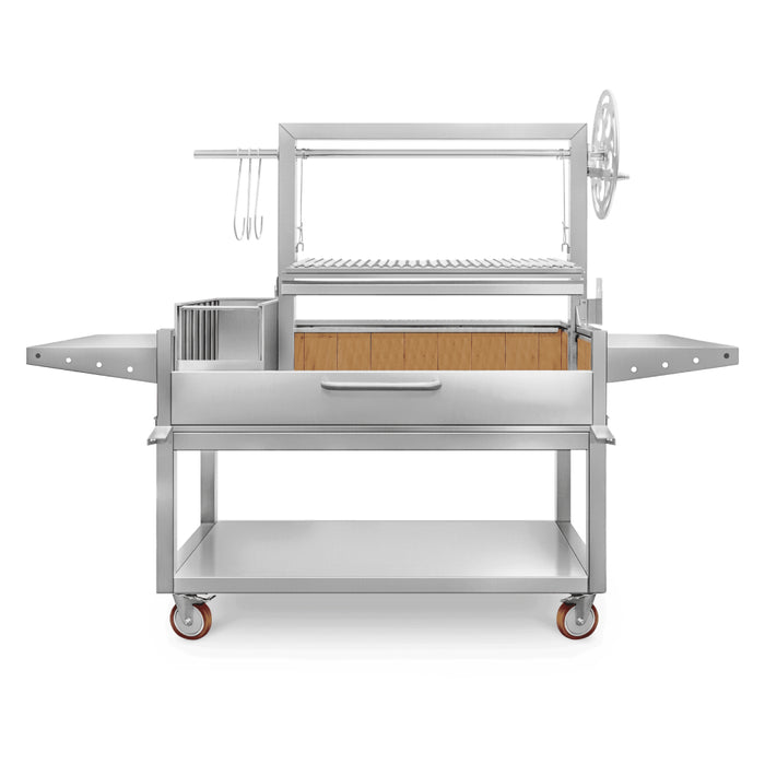 Nella 50" Argentine-Style Open Fire Wood & Charcoal BBQ Grill with 2 Side Tables & 1 Cooking Grate - LALP GRAR50