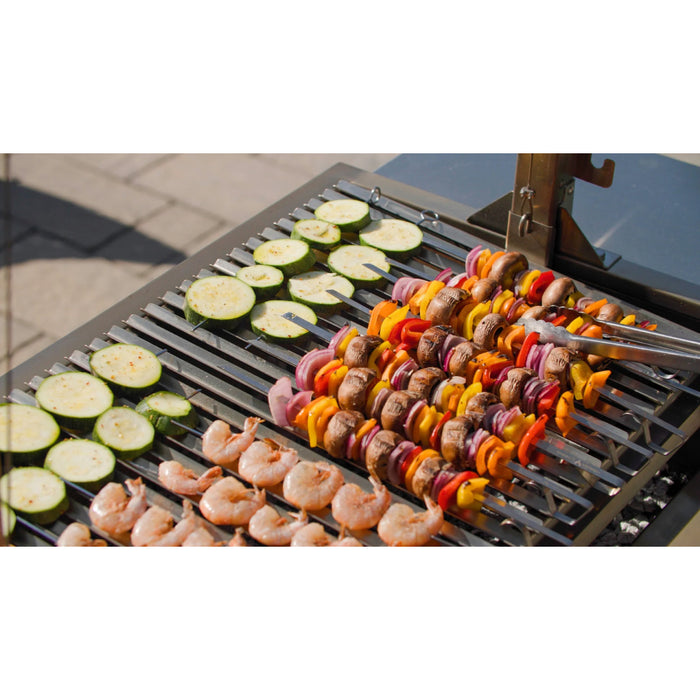 Nella 65" Argentine-Style Open Fire Wood & Charcoal BBQ Grill with 2 Side Tables & 2 Cooking Grate - LALP GRAR65