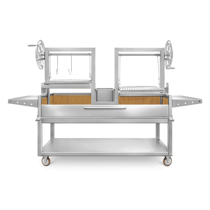 Nella 65" Argentine-Style Open Fire Wood & Charcoal BBQ Grill with 2 Side Tables & 2 Cooking Grate - LALP GRAR65