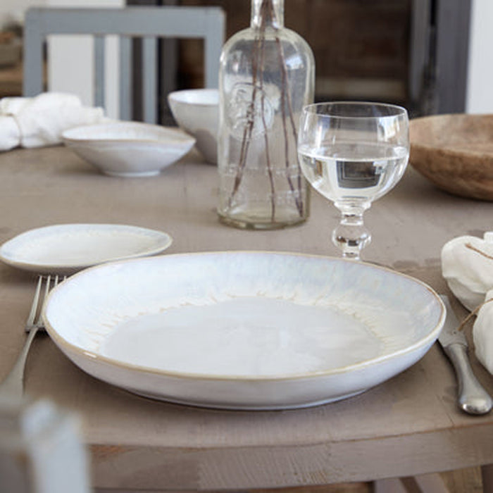 Costa Nova 10.87" Brisa Salt White Round Stoneware Dinner Plate - 6/Case - LNP281-SAL