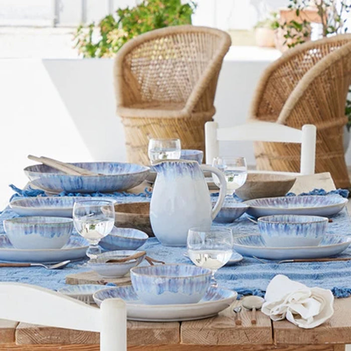 Costa Nova 10.87" Brisa Ria Blue Round Stoneware Dinner Plate - 6/Case - LNP281-RIA