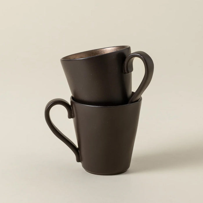 Costa Nova 10.5 Oz. Lagoa Metal Brown Stoneware Coffee Mug - 6/Case - LOC131-MTL