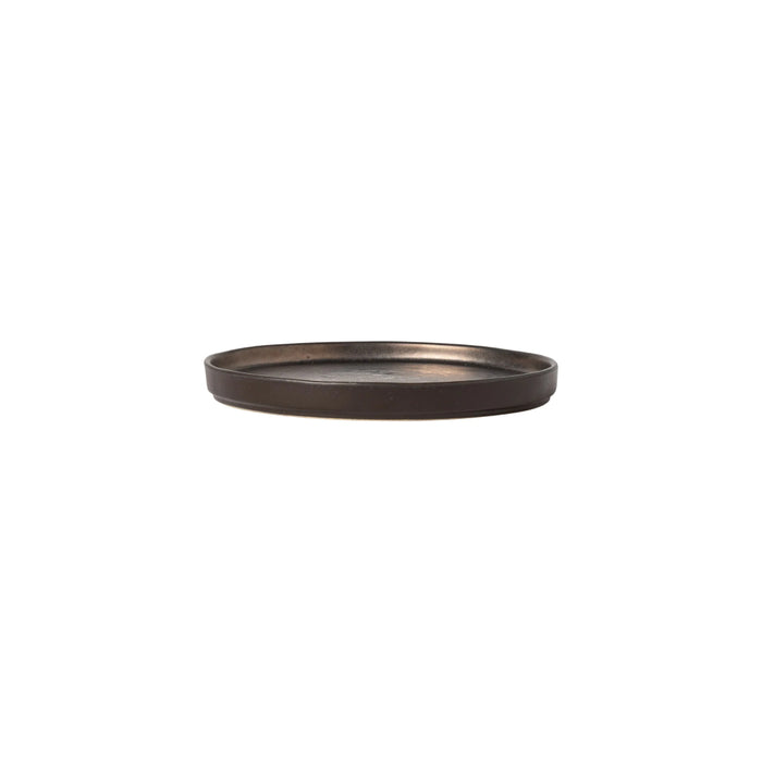 Costa Nova 6.4" Lagoa Metal Brown Round Stoneware Appetizer Plate - 6/Case - LOP161-MTL