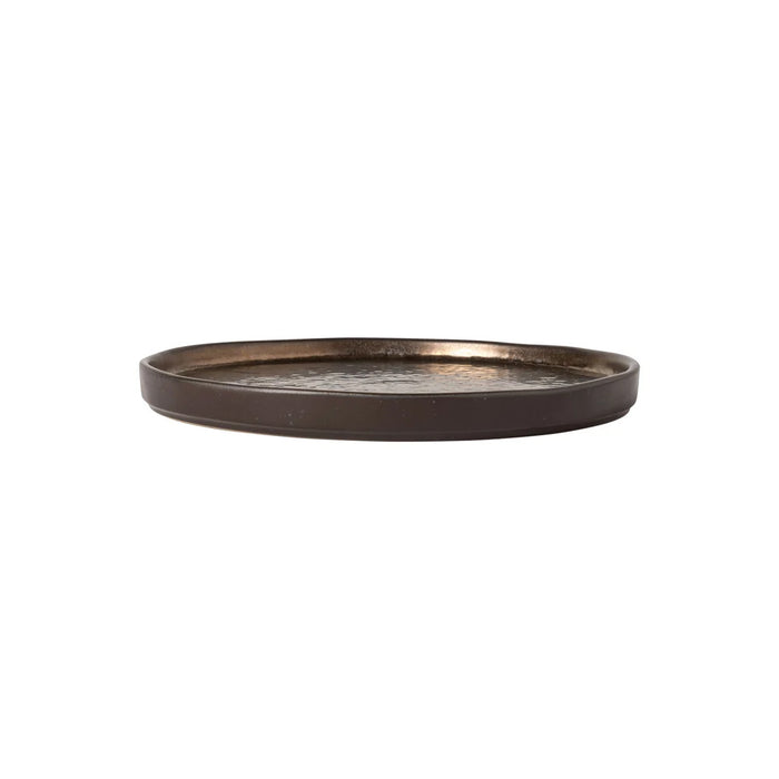 Costa Nova 8.25" Lagoa Metal Brown Round Stoneware Salad/Dessert Plate - 6/Case - LOP211-MTL