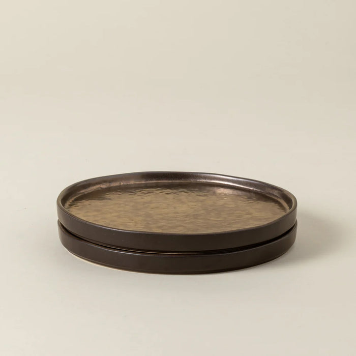 Costa Nova 8.25" Lagoa Metal Brown Round Stoneware Salad/Dessert Plate - 6/Case - LOP211-MTL