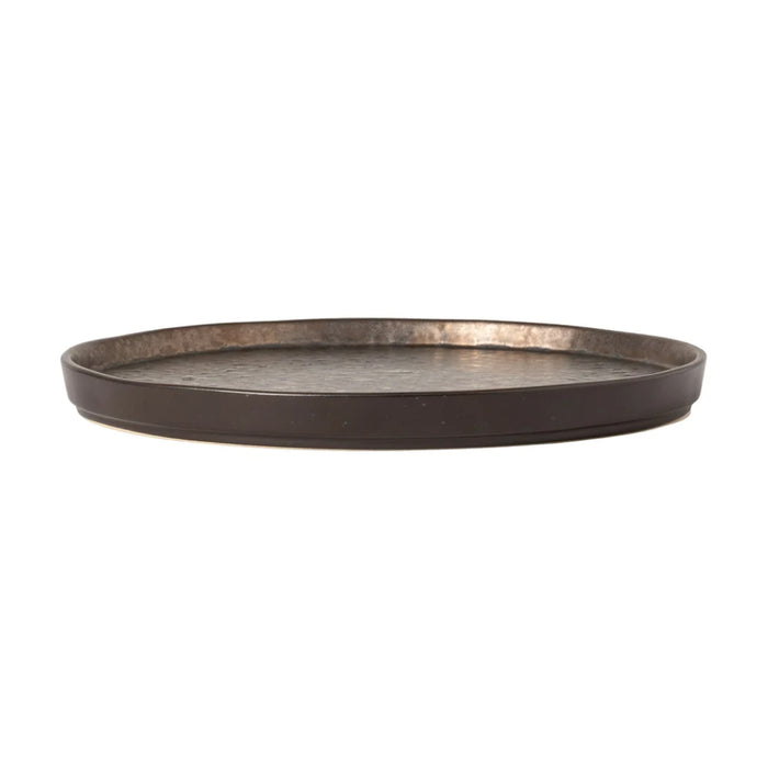 Costa Nova 10.75" Lagoa Metal Brown Round Stoneware Dinner Plate - 6/Case - LOP271-MTL