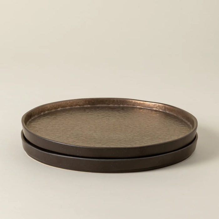 Costa Nova 10.75" Lagoa Metal Brown Round Stoneware Dinner Plate - 6/Case - LOP271-MTL
