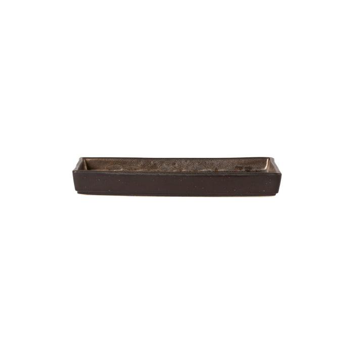 Costa Nova 7.25" x 4.65" Lagoa Metal Brown Rectangular Stoneware Serving Tray - 2/Case - LOR191-MTL