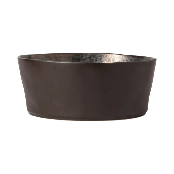 Costa Nova 9.5" Lagoa Metal Brown Round Stoneware Serving Bowl - LOS241-MTL