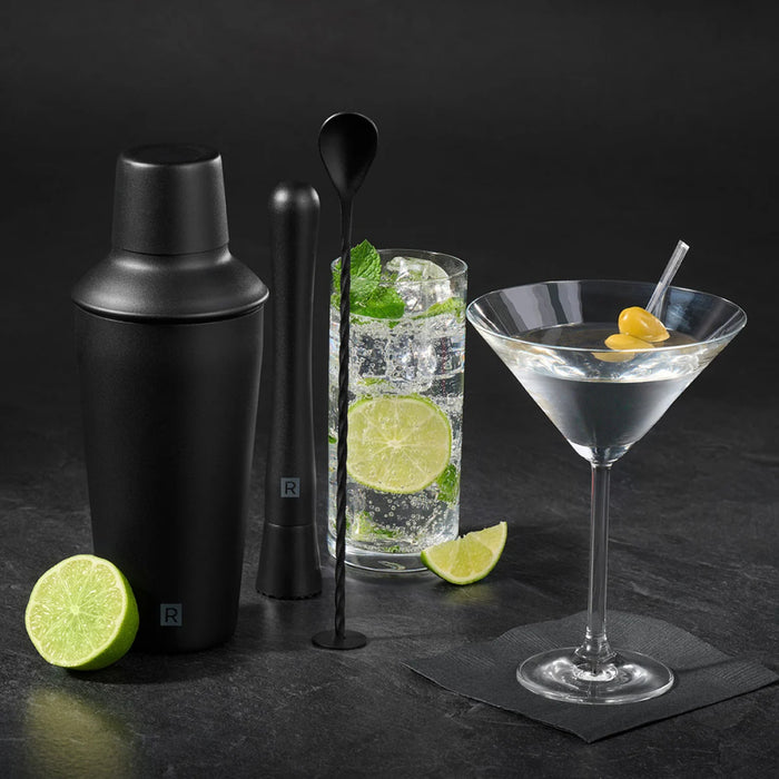 Ricardo 27 Oz. 4-Piece Black Cocktail Shaker Set - 0642210040000