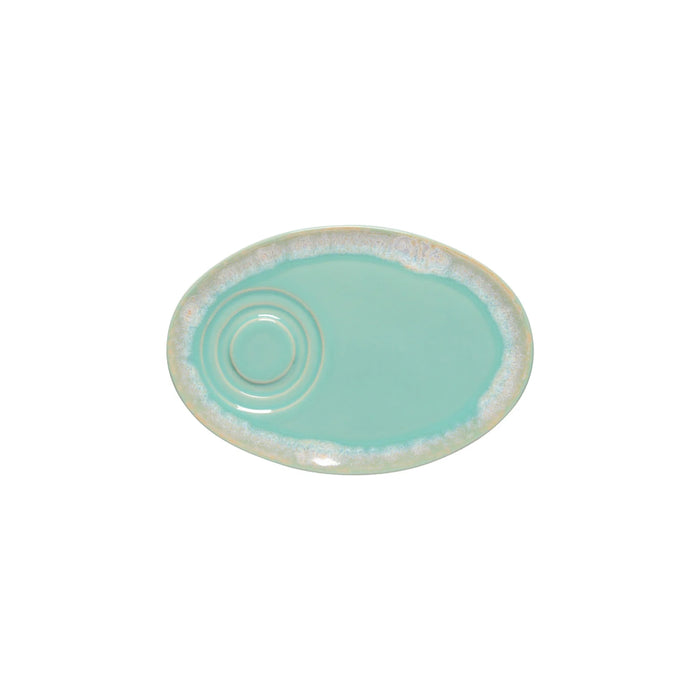 Costa Nova 7.75" x 5.4" Grespresso Aqua Blue Oval Stoneware Saucer Plate - 6/Case - LSP201-AQA