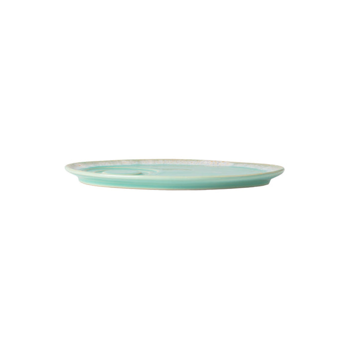 Costa Nova 7.75" x 5.4" Grespresso Aqua Blue Oval Stoneware Saucer Plate - 6/Case - LSP201-AQA