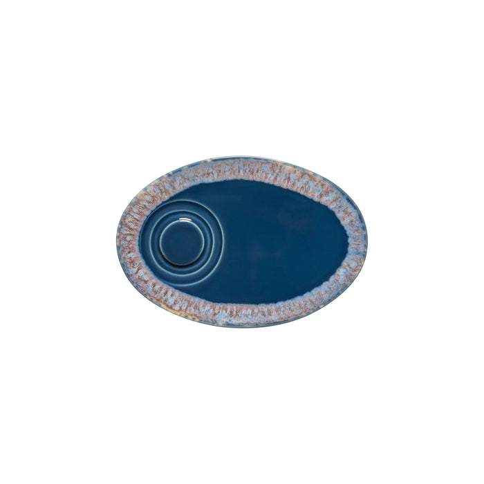 Costa Nova 7.75" x 5.4" Grespresso Denim Blue Oval Stoneware Saucer Plate - 6/Case - LSP201-DEN