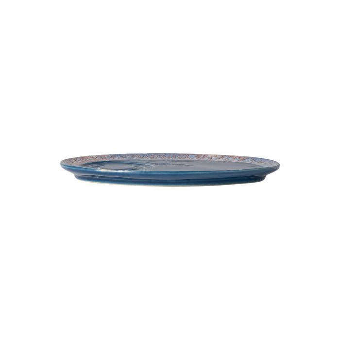 Costa Nova 7.75" x 5.4" Grespresso Denim Blue Oval Stoneware Saucer Plate - 6/Case - LSP201-DEN