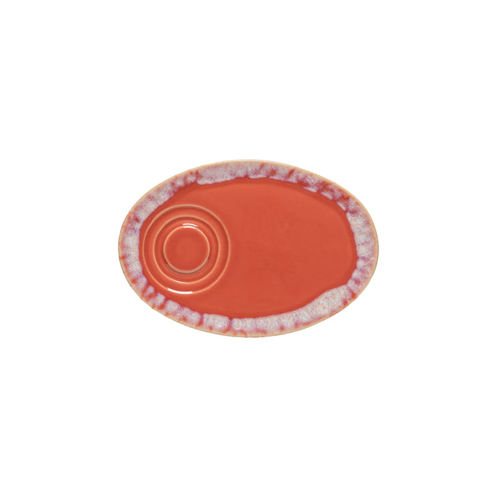 Costa Nova 7.75" x 5.4" Grespresso Sunset Red Oval Stoneware Saucer Plate - 6/Case - LSP201-SNR