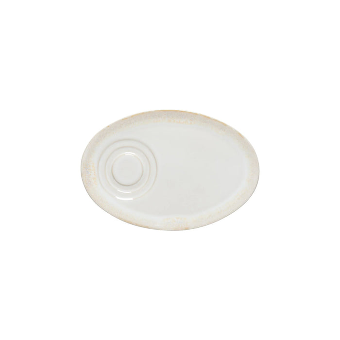 Costa Nova 7.75" x 5.4" Grespresso White Oval Stoneware Saucer Plate - 6/Case - LSP201-WHI