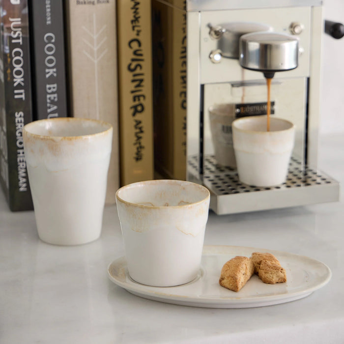 Costa Nova 7.75" x 5.4" Grespresso White Oval Stoneware Saucer Plate - 6/Case - LSP201-WHI
