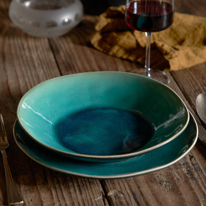 Costa Nova 26.5 Oz. Riviera Azur Round Stoneware Salad/Pasta Bowl - 6/Case - LSP252-AZU