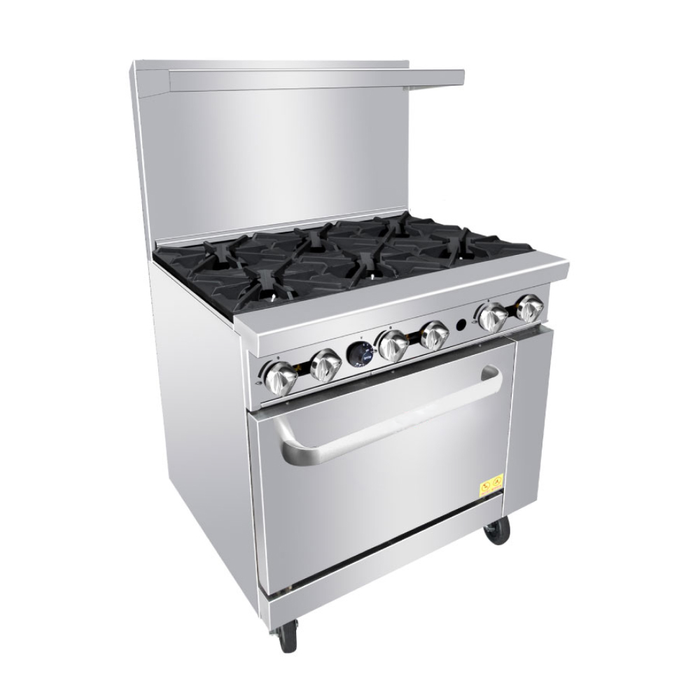EconoCold 36" Gas 6-Burner Commercial Range with Standard Oven - 219,000 BTU - R6B