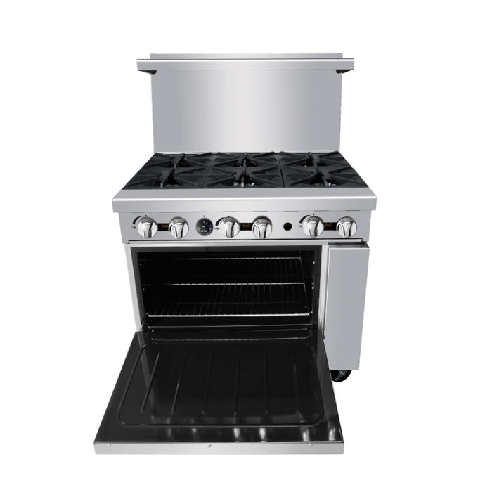 EconoCold 36" Gas 6-Burner Commercial Range with Standard Oven - 219,000 BTU - R6B