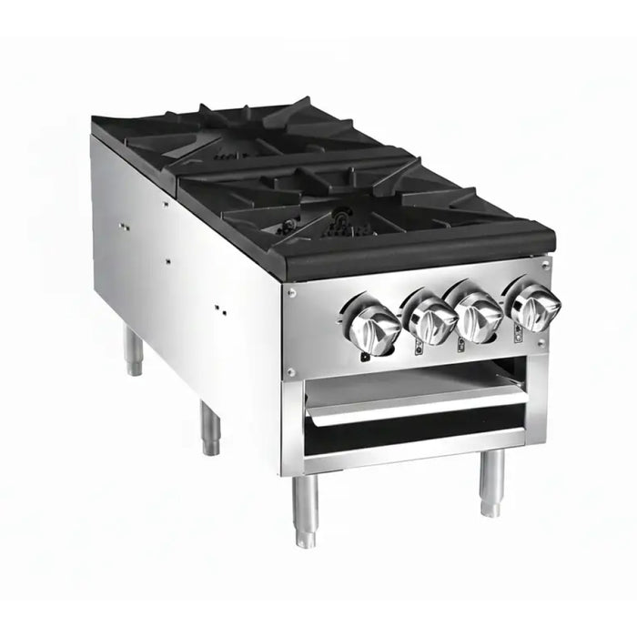 EconoCold 18" Gas 4-Burner Countertop Double Stock Pot Stove - SP-2