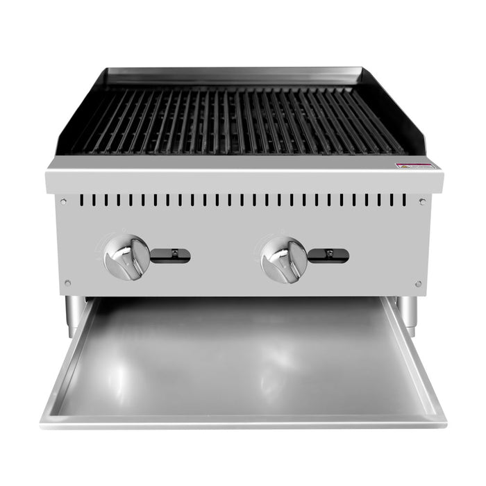 Econocold 24" Countertop Radiant 2-Burner Gas Charbroiler - 70,000 BTU - RB-24