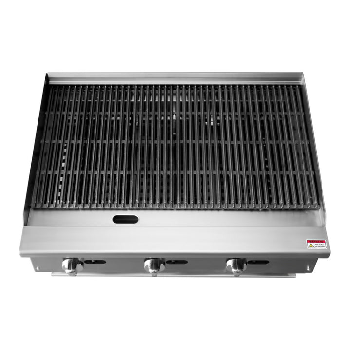 Econocold 36" Countertop Radiant 3-Burner Gas Charbroiler - 105,000 BTU - RB-36