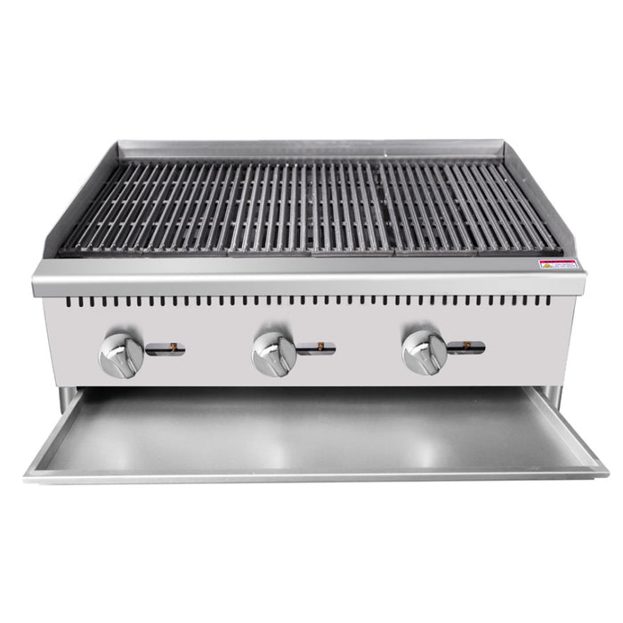 Econocold 36" Countertop Radiant 3-Burner Gas Charbroiler - 105,000 BTU - RB-36