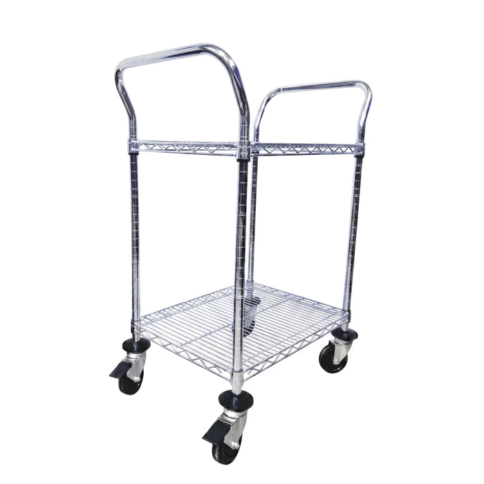 Nella 18" x 24" 2-Tier Chromed Rolling Wire Cart - MFC18242CH