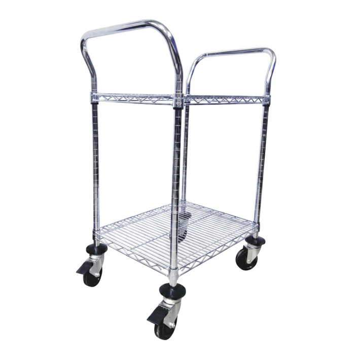 Nella 24" x 36" 2-Tier Chromed Rolling Wire Cart - MFC24362CH