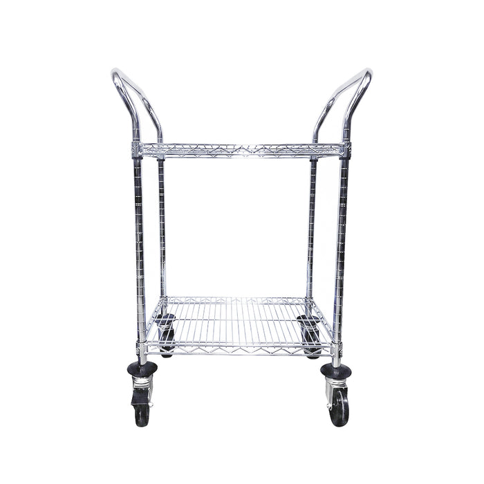Nella 18" x 24" 2-Tier Chromed Rolling Wire Cart - MFC18242CH
