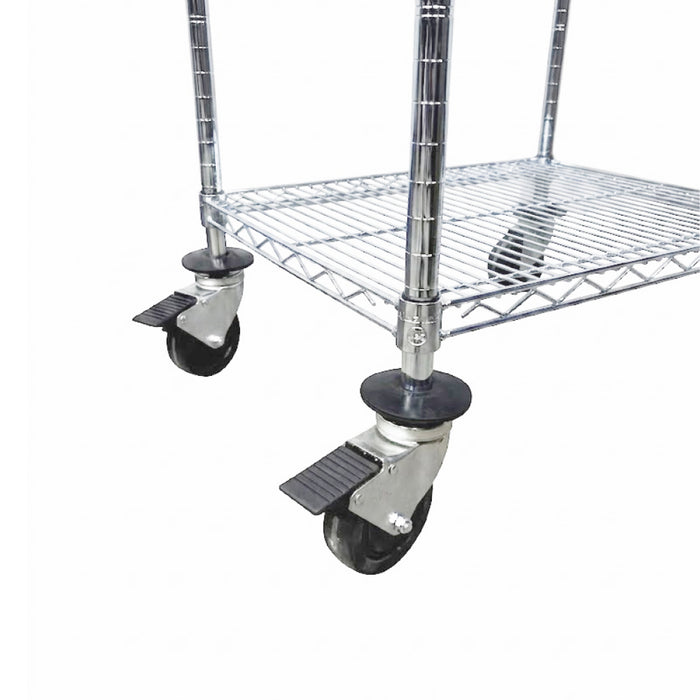 Nella 18" x 24" 2-Tier Chromed Rolling Wire Cart - MFC18242CH