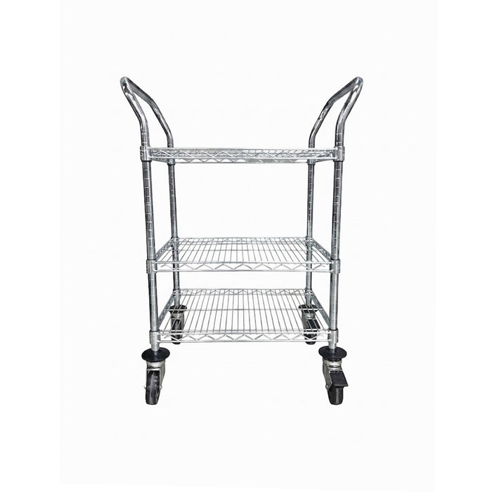 Nella 18" x 24" 3-Tier Chromed Rolling Wire Cart - MFC18243CH