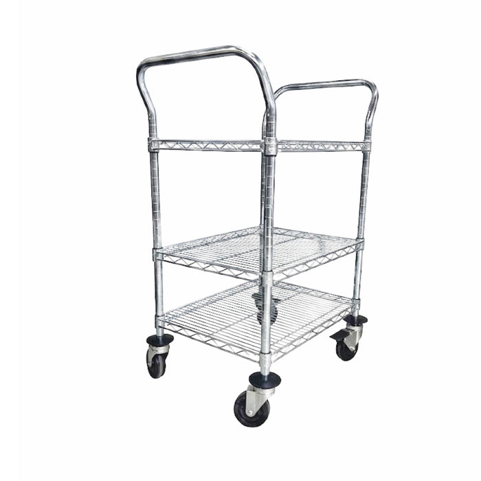 Nella 18" x 24" 3-Tier Chromed Rolling Wire Cart - MFC18243CH