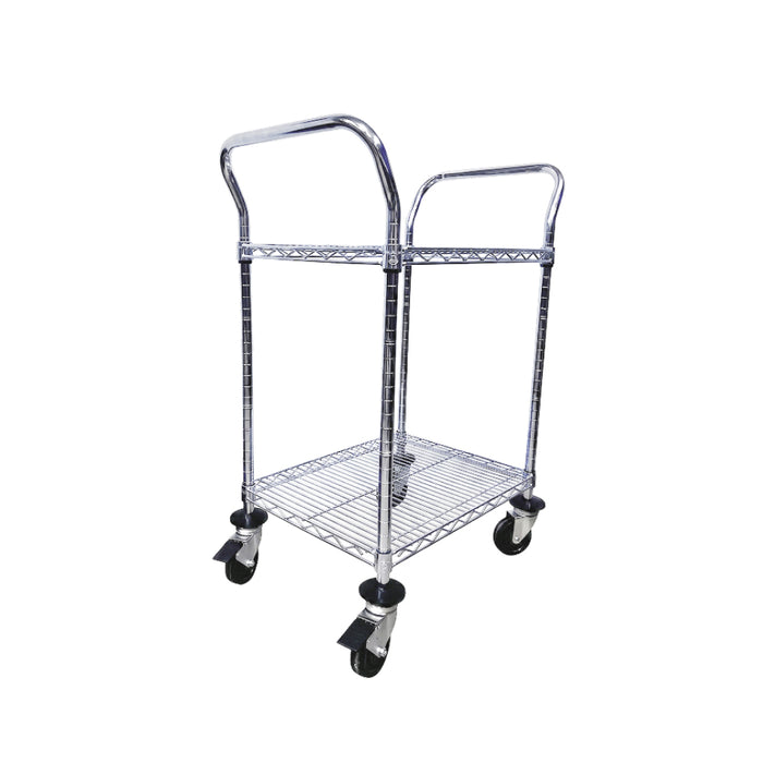 Nella 18" x 36" 2-Tier Chromed Rolling Wire Cart - MFC18362CH