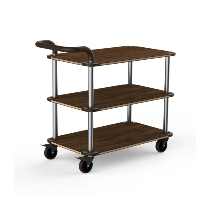 Mogogo MGCRNX01WSXX 41.5" x 21" 3-Tier Mango Wood Brushed Stainless Steel Bussing Cart