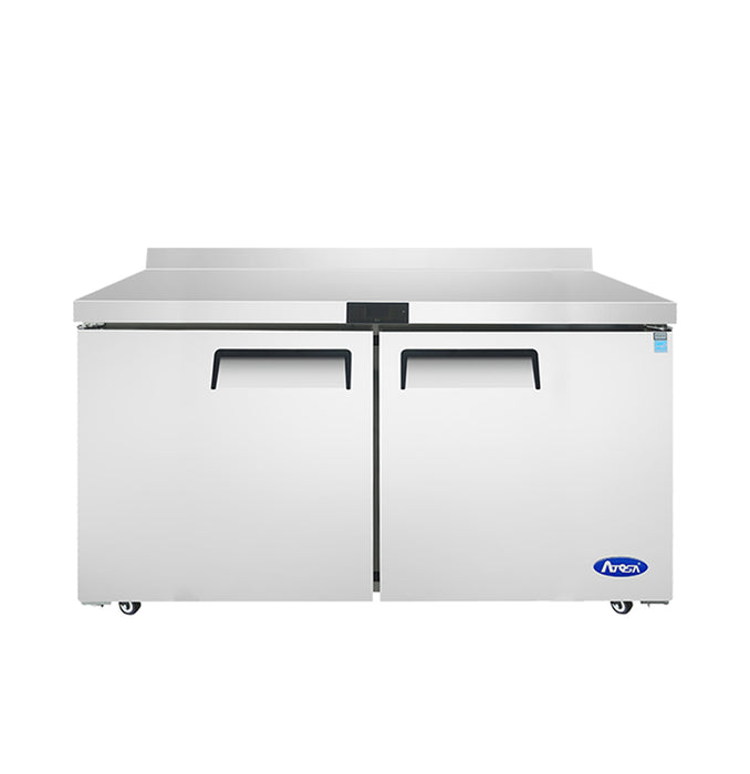 Atosa MGF8410GR 60" Solid 2-Door Worktop Refrigerator - 17.2 Cu. Ft.