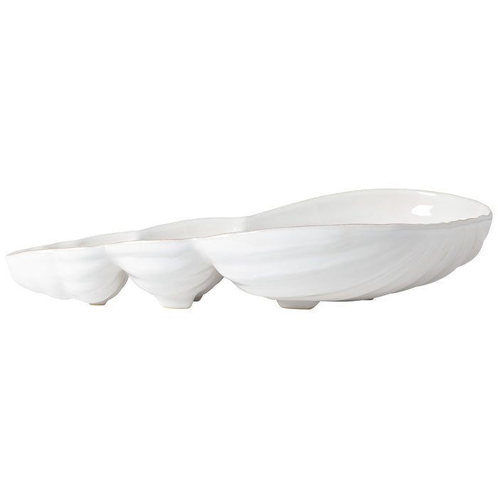 Costa Nova 29.24 Oz. Aparte White 3-Part Stoneware Appetizer Shell Serving Plate - MRD402-WHI