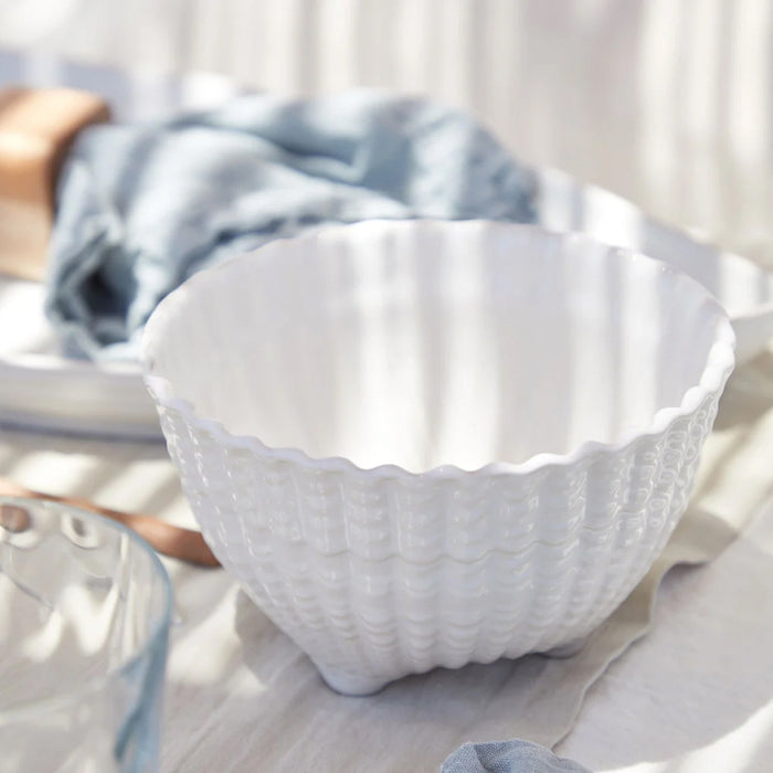 Costa Nova 17.87 Oz. Aparte White Round Stoneware Shell Footed Bowl - 6/Case - MRS142-WHI