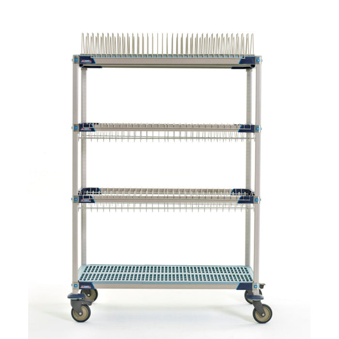 MetroMax 24" x 48" x 74" Mobile Polymer Drying Rack Shelf Kit with 2 Drop-Ins, 1 Tray Rack & 1 Bulk Shelf - 900 Lbs. - PR48VX3