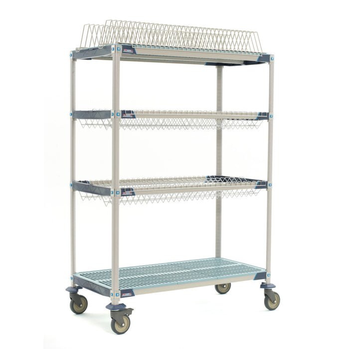 MetroMax 24" x 48" x 74" Mobile Polymer Drying Rack Shelf Kit with 2 Drop-Ins, 1 Tray Rack & 1 Bulk Shelf - 900 Lbs. - PR48VX3