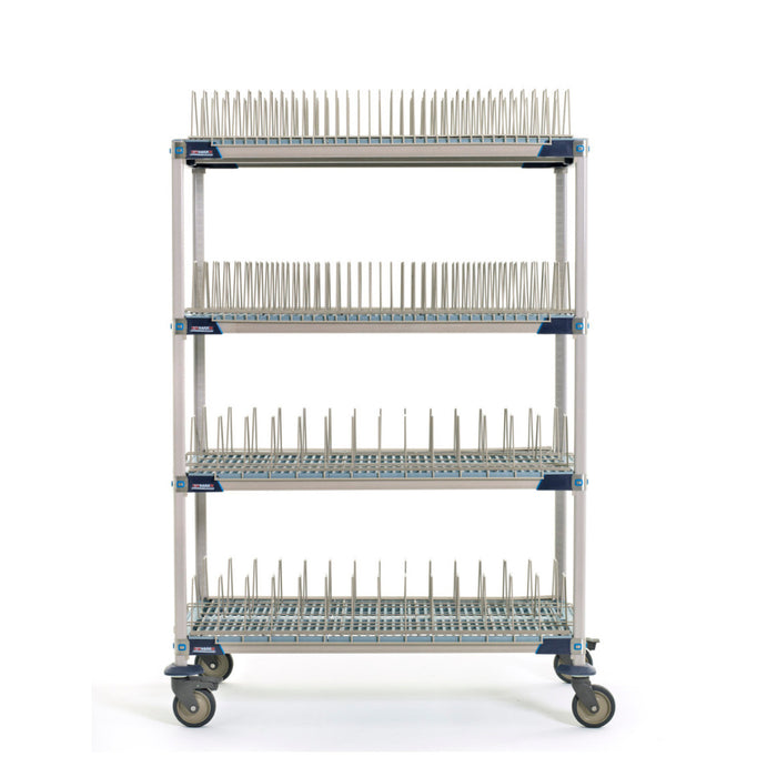 MetroMax 24" x 48" x 74" Mobile Polymer Drying Rack Shelf Kit with 2 Tray Racks & 2 Pan Racks - 800 Lbs. - PR48VX4