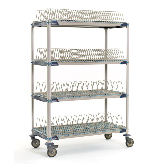 MetroMax 24" x 48" x 74" Mobile Polymer Drying Rack Shelf Kit with 2 Tray Racks & 2 Pan Racks - 800 Lbs. - PR48VX4
